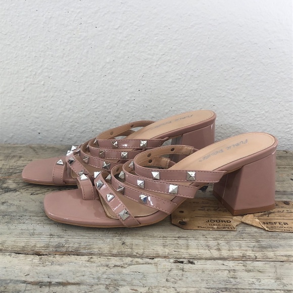 Public Desire Blush Studded Chunk Heels - Picture 7 of 7